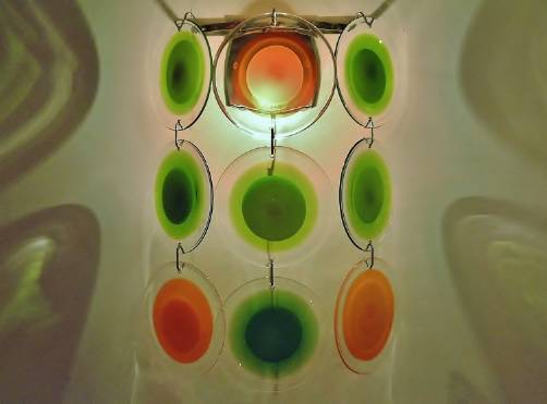 Vistosi pair vintage Murano glass wall lights, 1960`s ca, Italian